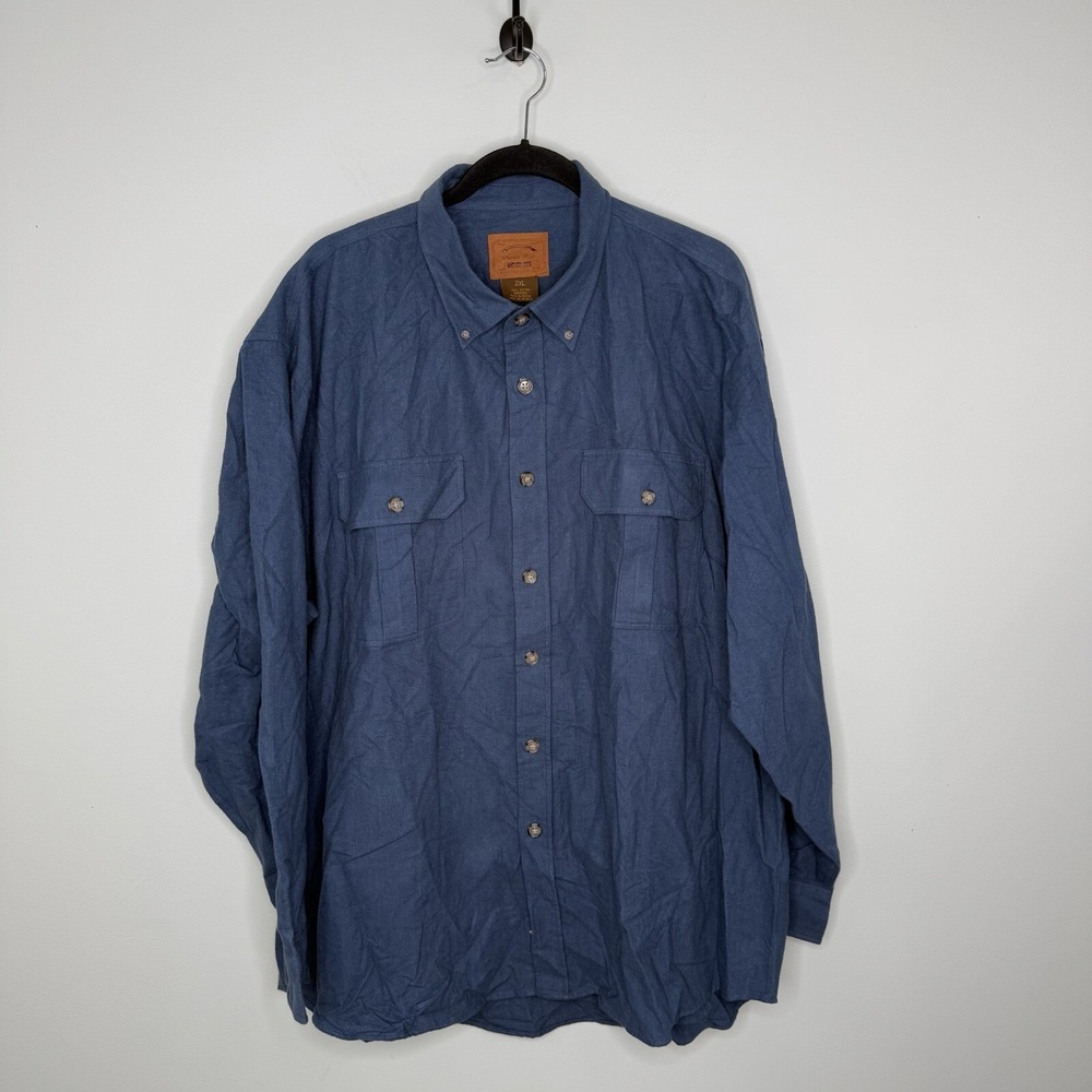 American Wildlife Men's Chamois Flannel Heavyweight Outdoor Shirt Blue XXL 2XL